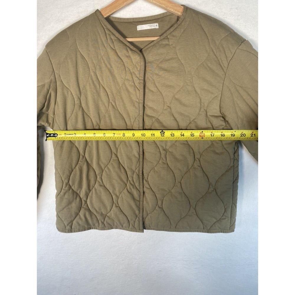 Zara Quilted Liner Jacket Womens Medium Tan Button Up Casual Minimalist - Picture 4 of 11